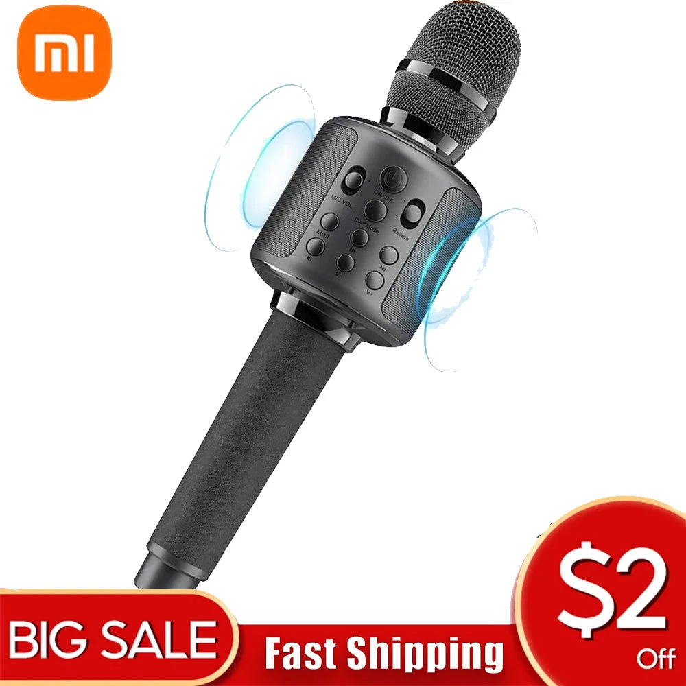 headphones with mic Xiaomi Microphone Wireless Singing Machine Bluetooth Speaker Portable Handheld Mic Speaker For Christmas Birthday Home Party dynamic microphone