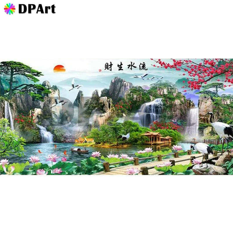 3D Diamond Painting Full Square/Round Drill Waterfall Sunrise Scenery 5D DIY Daimond Embroidery Cross Stitch Art M1584 | Дом и сад