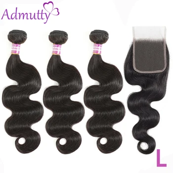 

Indian Body Wave 3 Bundles With Closure Non-remy Human Hair Weave Bundles With Lace Closure Hair Extensions Natural Color