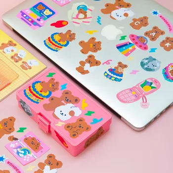 

4 Designs Mixed Colorful Cartoon Bear Cake Paper Sticker 16*22cm