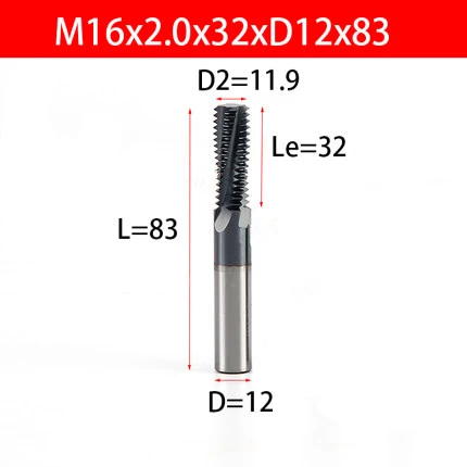 M16x2 Резьбовая Концевая фреза M3-M22 Вольфрамовая сталь винтовой фреза с ЧПУ твердосплавные резные фрезы Инструмент режущие инструменты - Длина режущей кромки: M16x2