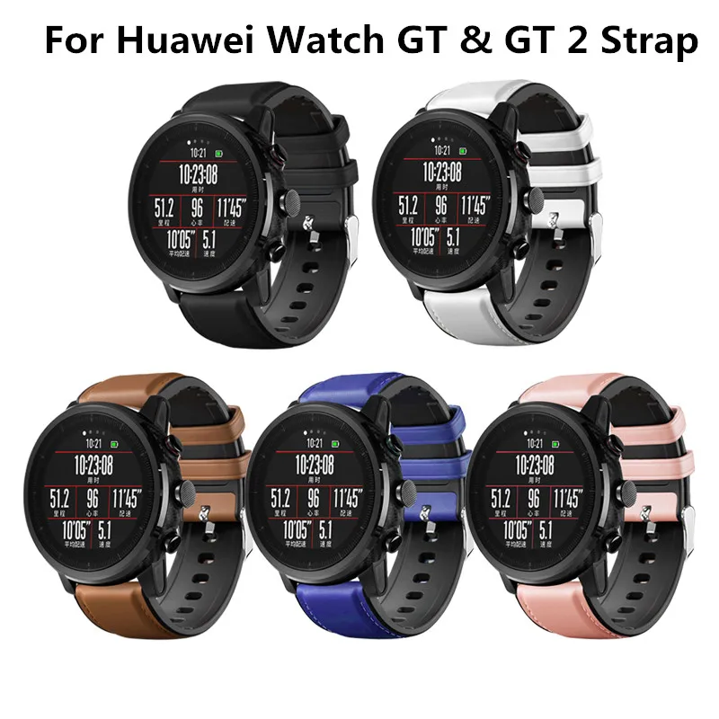 Leather Silicone Bracelet For Amazfit GTR 47mm Wrist Strap For Xiaomi Amazfit Pace / Stratos 1 2 3 / GTR2 / GTR 2e Watchband
