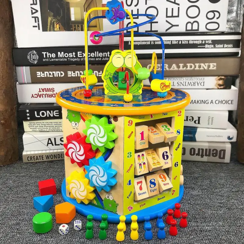 

Ys Treasure Chest Lessons Bead-stringing Toy CHILDREN'S Toy Boys Early Large Size Wooden Toy Blocks Flexible Beads 1-2-