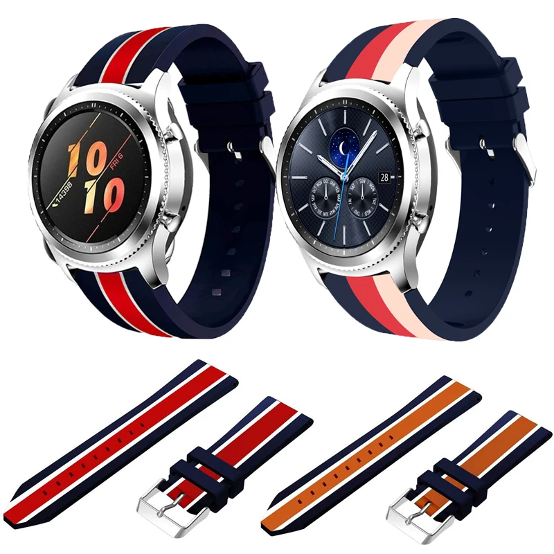 Силиконовый ремешок для часов Samsung Gear S2 S3 Frontier Classic huami amazfit bip 22 мм 20 huawei GT 2 galaxy 42/46