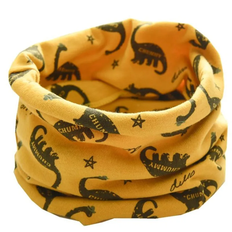 Новинка года; осенний детский хлопковый шарф; Весенний детский нагрудник с кольцом; Детский Теплый шейный платок с круглым вырезом для мальчиков и девочек - Цвет: dinosaur yellow