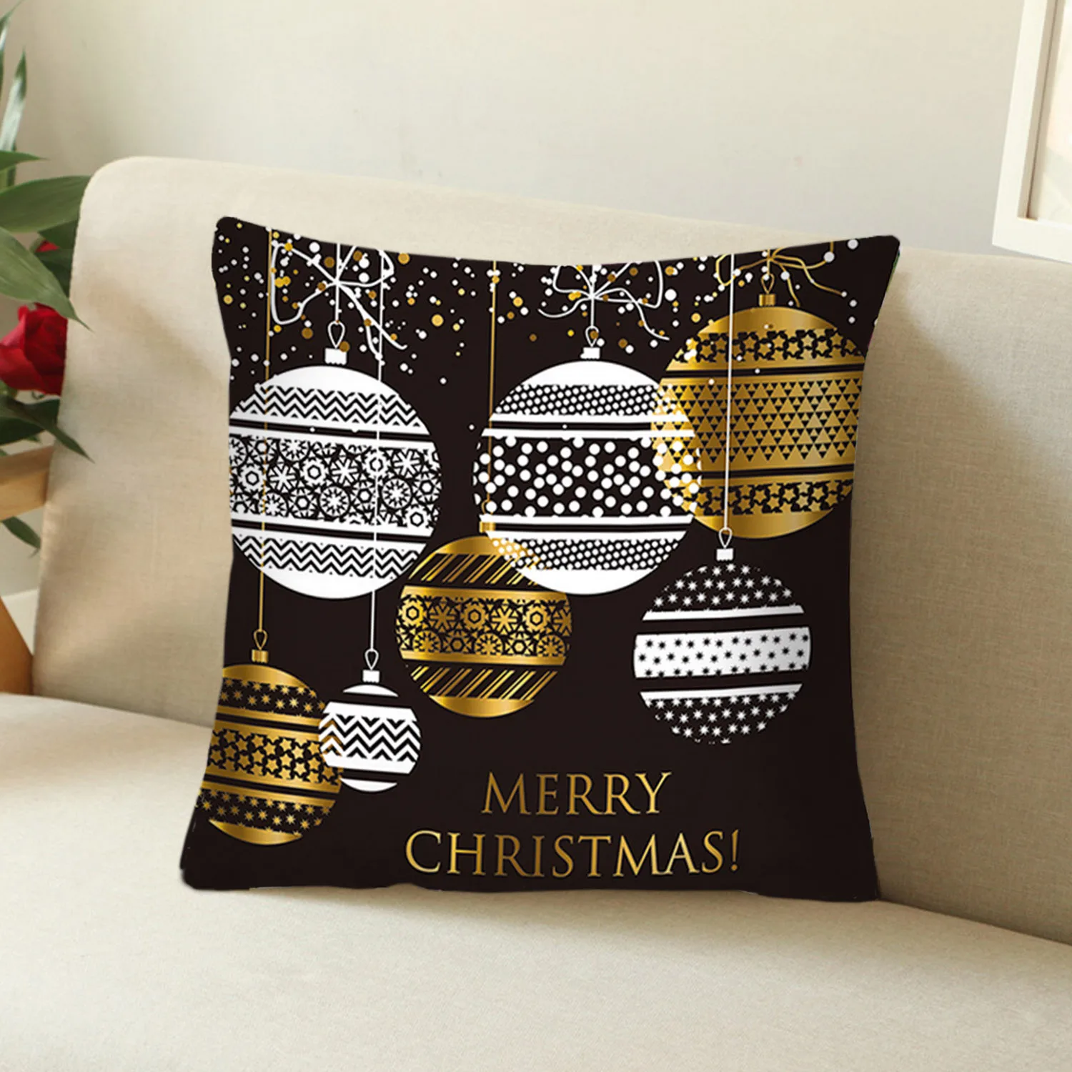 Behogar Merry Christmas, квадратная наволочка для подушки, чехол для подушки, чехол для подушки на Рождество, вечерние, для дома, офиса, дивана, украшения