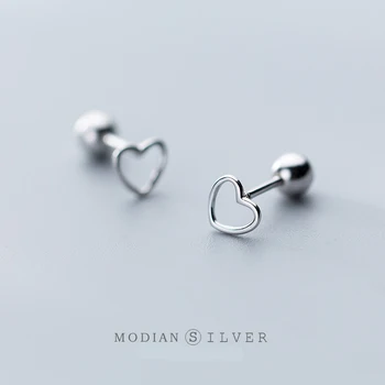

Modian Real 925 Sterling Silver Hollow Simple Hearts Classic Stud Earrings Fashion Tiny Earring For Women Fine Jewelry