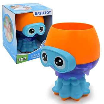 

ABS Environmental Protection Children Rotating Jellyfish Toys Baby Bathroom Octopus Rotary Table Sprinkler Water Toys 5-14 Years