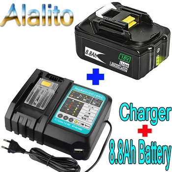 

18V 8.8Ah Rechargeable Battery 8800mah Li-Ion Battery Replacement Power Tool Battery for MAKITA BL1880 BL1860 BL1830+3A Charger
