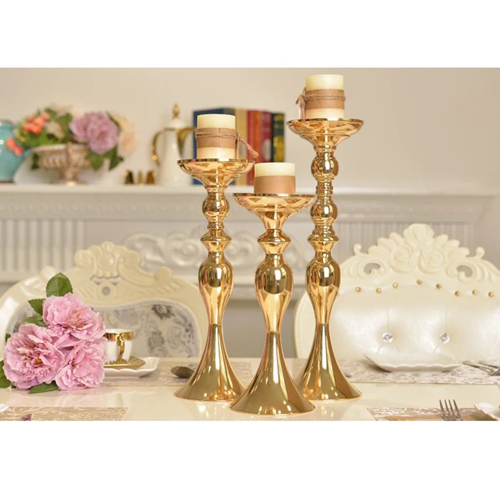 Metal Candle Holder Tea Light Holder Flower Vase Centerpiece Votive Candle Pillar Flower Vase Pot Candlestick Pillar Case