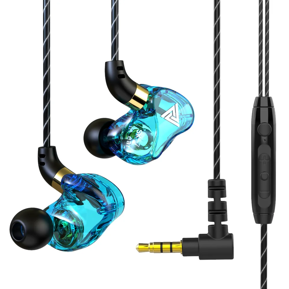 QKZ SK7 Copper Driver Wired Headphones Stereo HiFi Earphone Sport Running Music Headset Gamer Super Bass Earbuds fone de ouvido best pc headset Earphones & Headphones