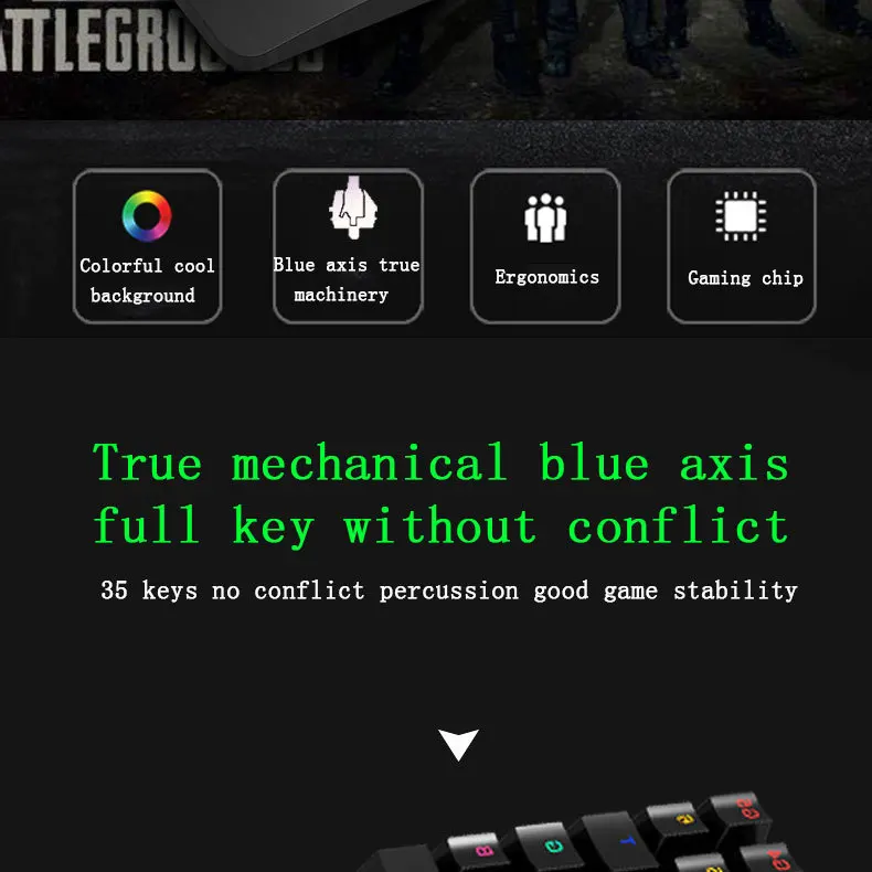 One-Handed Keyboard Film Keyclick Mechanical Keyboard 35 Key Conflict-Free All-Metal Keyboard Suitable Every Chicken Game