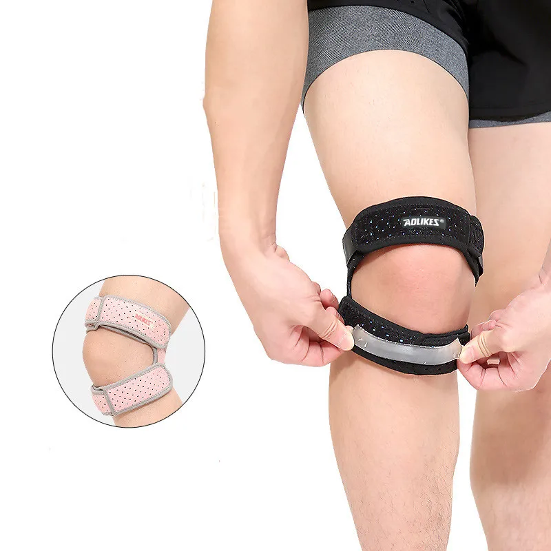 Adjustable Knee Pads Strap Brace Silicone Anti Slip Double Patellar