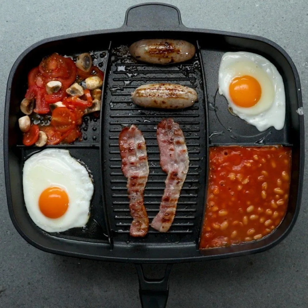 5 In 1 Divided Stainless Steel Grill Frying Pan Multi-purpose Kitchen Utensils Non-stick Pots for | Дом и сад
