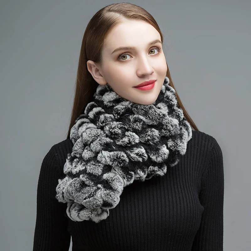 

NH Women's Real Fur Scarf High Quality Natural Rex Rabbit Fur Big Long Scarves Thick Warm in Winter Fashion New Arrivel WJW017