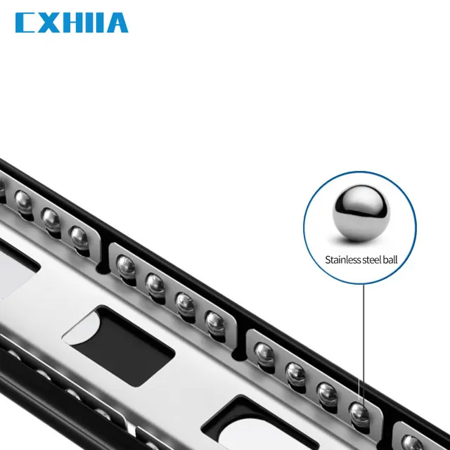 CXHIIA Black Cold-Rolled Steel Three-Stage Rebound Slide Rail