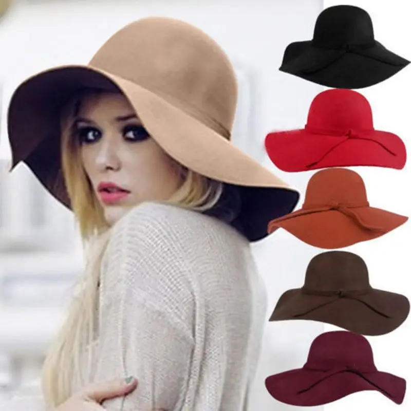 Femme Doux фетровая шляпа, большой борд Nœud Chapeau Дыня Casquette LX9E