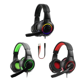 

Professional Gaming Headphones for Phones Tablet Computer MP4 PS4 Switch Adjustable Bass Stereo Wired Headset With Adapter