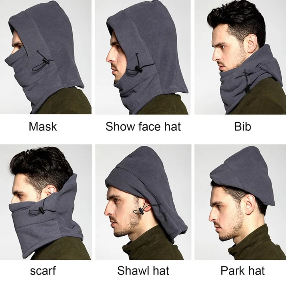 Зима Велоспорт ветрозащитный теплый флисовый шляпа анфас маска двойной Слои многофункциональный для прогулок, верховой езды Кепки для мужчин и женщин