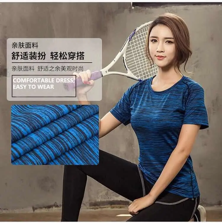 Couples Sport Shirts Workout Top High Elastic Gym Yoga Top Running Breathable short sleeve T-Shirts for Women and Man