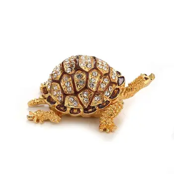 

Diamond Turtles Hinged Trinket Box Hand-Painted Animal Figurine Collectible