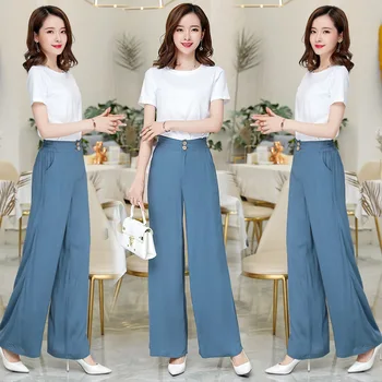 

Linen Cotton Wide Leg Pants Female High-Waisted Spring and Summer New Easing Drape Mother Pants Straight Casual Pants