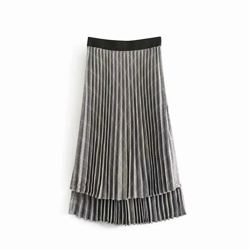 

Spring And Autumn New Ozhouzhan Shiny Metal Color Shiny Skirt Mid-length Pleated Skirt High-waisted A- line Skirt