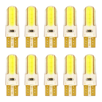 

10 Pcs Silica Gel LED COB W5W T10 194 8SMD Wedge Clearance Bulbs Auto for License Plate Reading Car Door Trunk Car Lamp