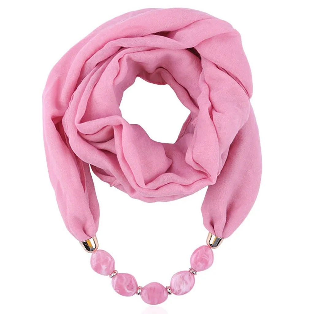 Шарф модный простой Бисерный кулон ожерелье шарфы женские ювелирные изделия ожерелье хиджабы мусульманский шарф головной платок шейный платок# L