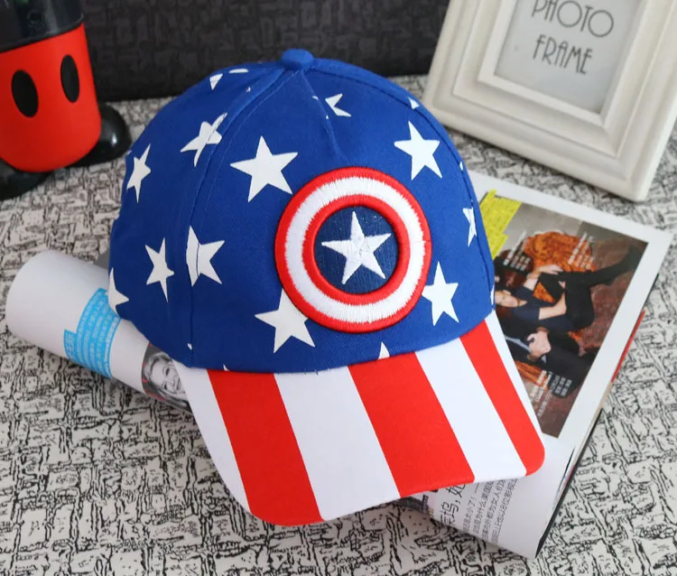 Капитан Америка детей Бейсбол шапка детская шляпа Dames петтен Snapback Шапки для девочек для мальчиков на тему аниме «Жемчуг дракона», Кепки шапки супергероев В переменного тока, 50-54 см F607