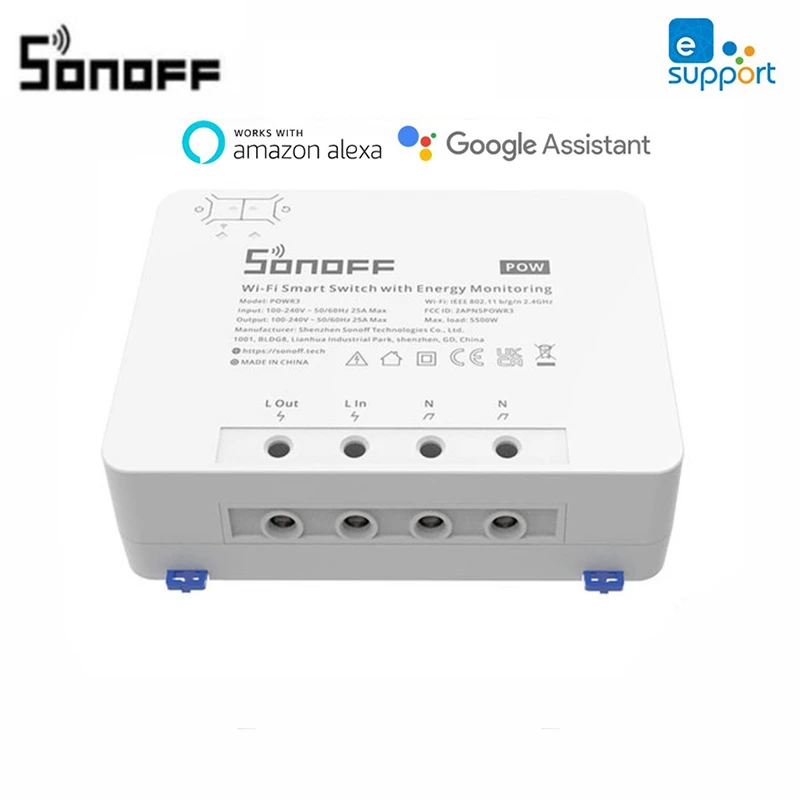 SONOFF POW R3 25A WiFi Switch With Power Metering Consumption Function Voltmeter Overload Protection For Alexa Google Home