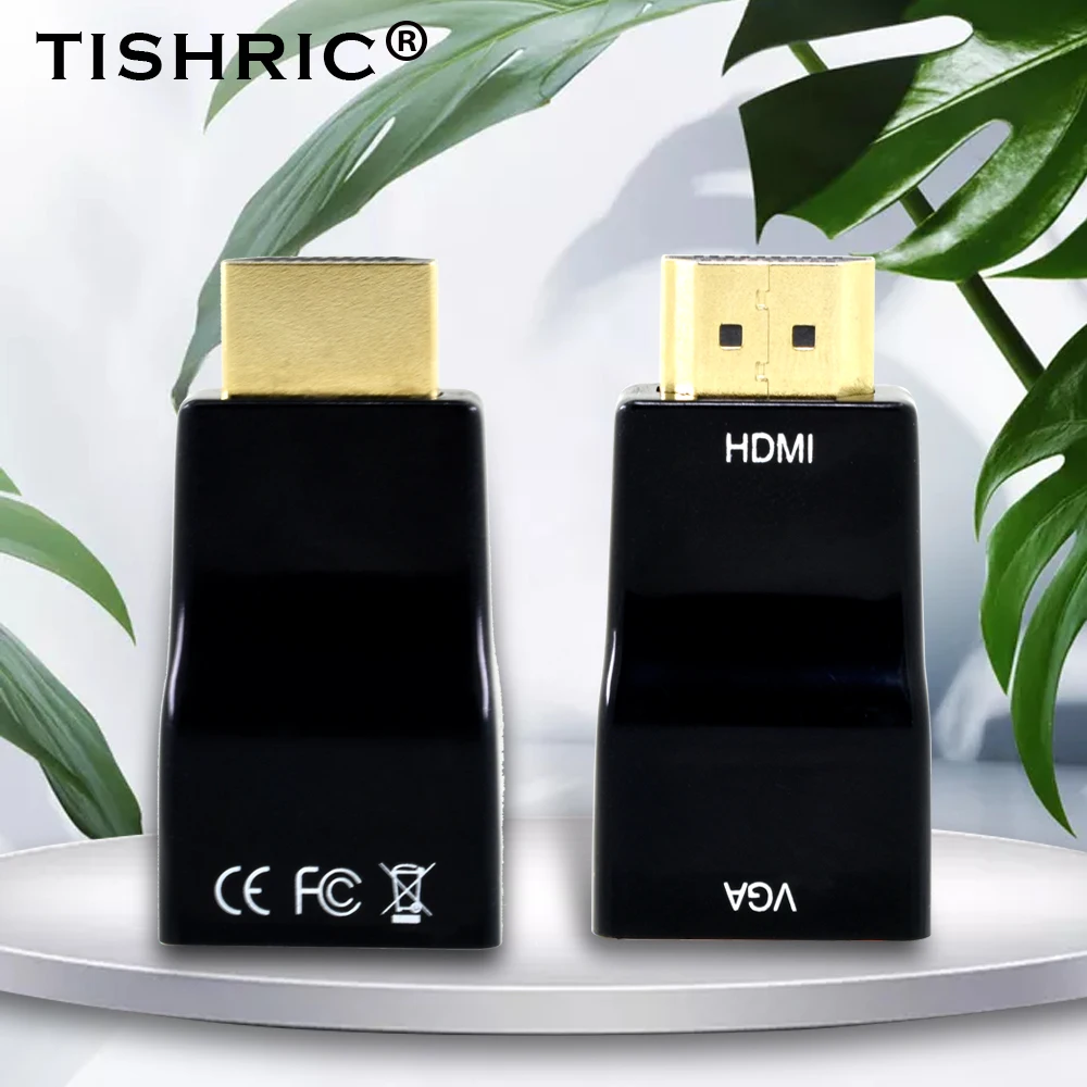 TISHRIC HDMI A VGA HD Video 1080P Digitale Ad Analogico Audio Converter Box HDMI VGA Adapter Per PC
