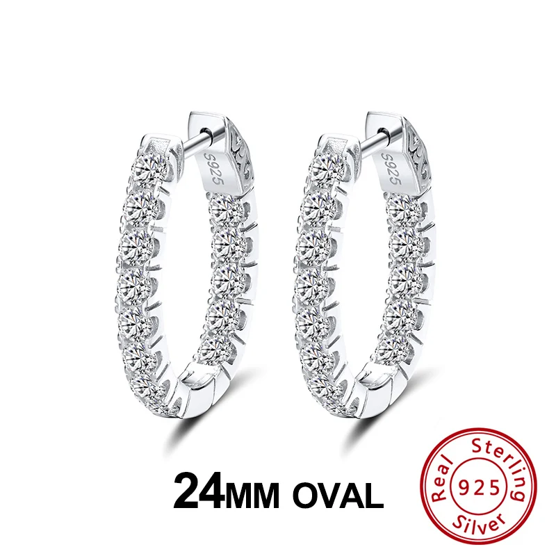 ORSA JEWELS Аутентичные 925 24 мм женские серьги-кольца из стерлингового серебра с цирконием круглые серьги стильные элегантные ювелирные изделия SE222