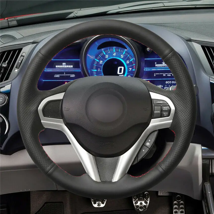

Car Steering Wheel Cover Custom Made Anti-Slip Hand-Sewing Black Drill Leather DIY for Honda CR-Z 2011 2012 2013 2014 2015 2016