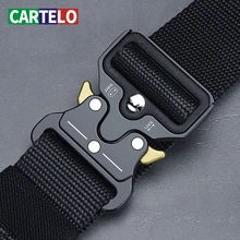 CARTELO Men's belt outdoor hunting metal tactical belt multi-function alloy buckle high