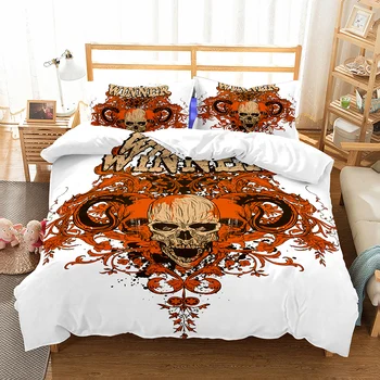 

BEST.WENSD High quality white queen comforter sets Super Soft Polyester / Cotton king bedding Skull duvet cover 2-3pcs/sets Bed