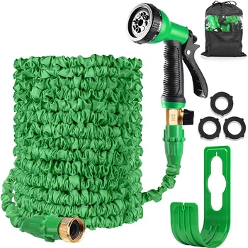 

100FT Expandable Garden Water Hose Pipe Expanding Flexible Hose with 8 Wall Holder/Storage Bag for Lawn Pet Car