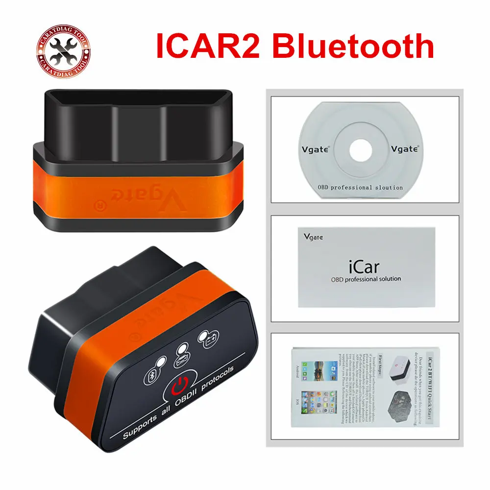 Vgate Icar2 Bluetooth OBD2 диагностический сканер ELM327 для всех протоколов Android/ПК код ридер