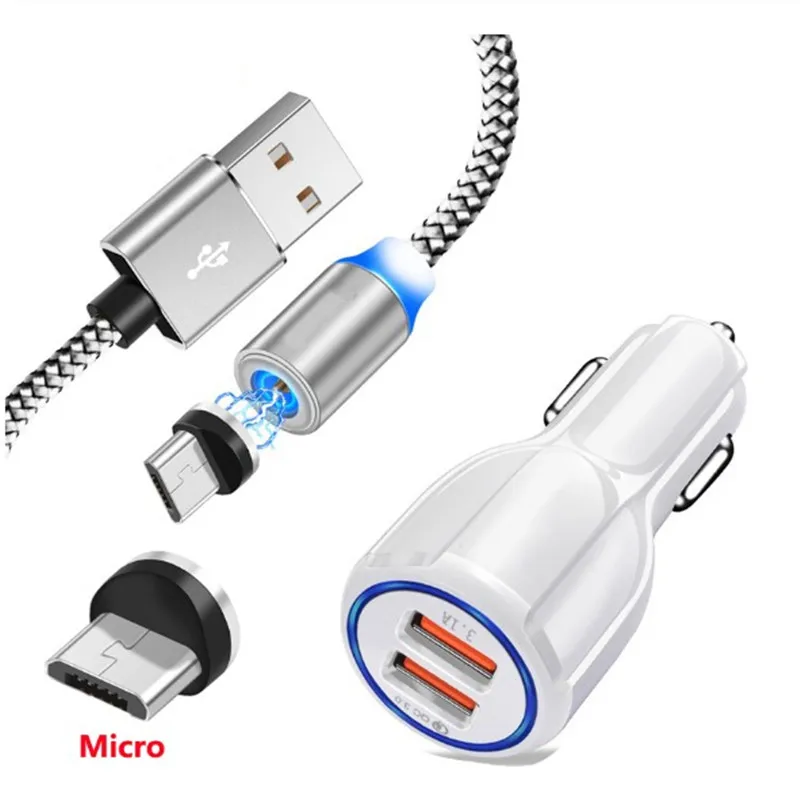 QC 3 0 быстрое автомобильное зарядное устройство магнитный Micro USB кабель для Samsung A50