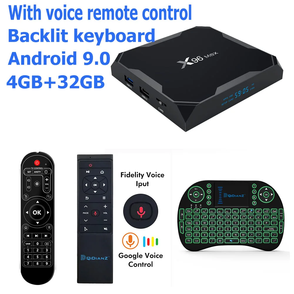 X96 Max Smart tv box Android 9,0 2,4G/5G Wifi Bluetooth 4,0 S905X2 Четырехъядерный 4K Netflix плеер X96max телеприставка - Цвет: 4G 32G Keyboard MT12