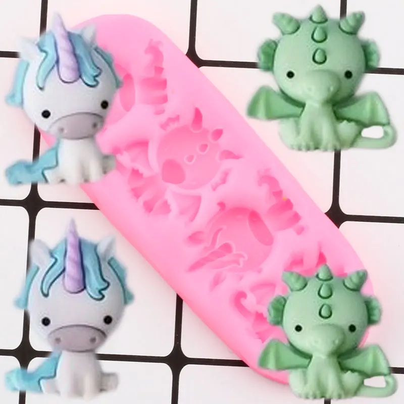 Dinosaur Dragon Silicone Molds Chocolate Fondant Mold Baby Party Cake Decorating Tools Cupcake Topper Candy Polymer Clay Moulds | Дом и сад