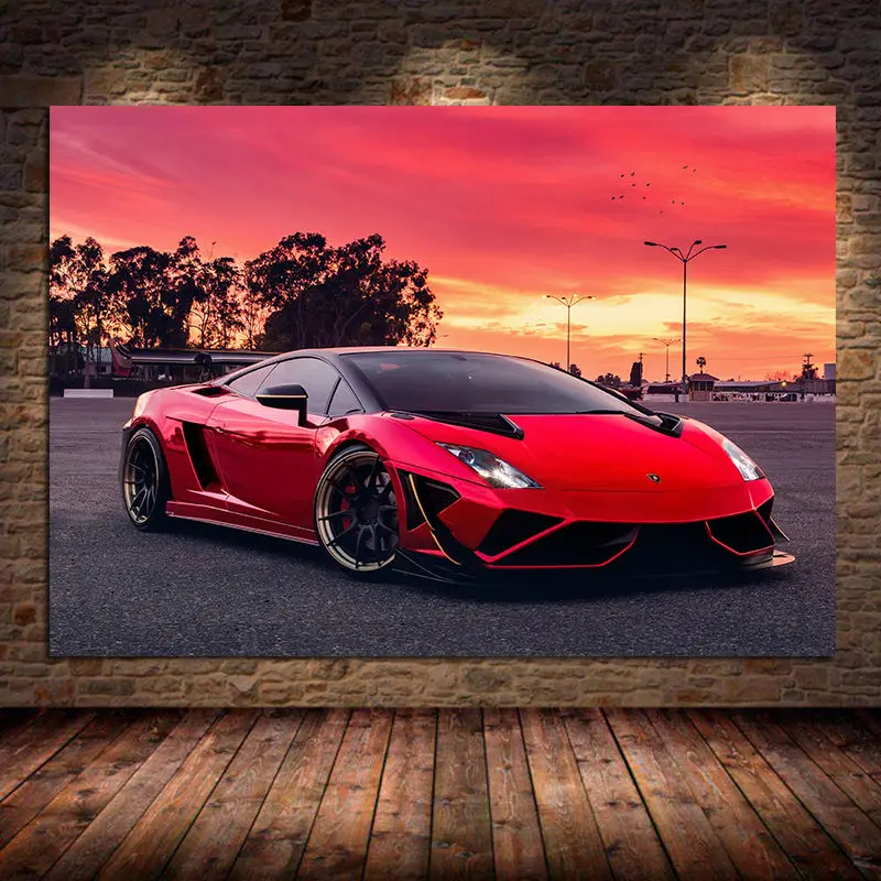 Supercars Wall Art Canvas Painting Gallardo Red Sunset Racing Cars Posters and Prints Pictures for Living Room Decor Unframed Supercars Wall Art Canvas Painting Gallardo Red Sunset Racing Cars Posters and Prints Pictures for Living Room Decor Unframed
