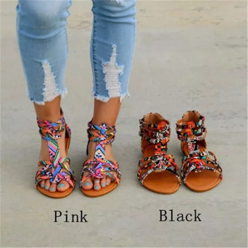 

Adisputent Bohemian Women Flat Shoes Summer Roman Sandal Sandalias Mujer Female Beach Flat Plus Size