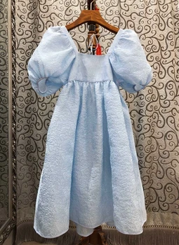 

2020 Spring and Summer New Women's Irregular Neckline after Backless Bubble Short Sleeve Waist Micro Punta Dress 416