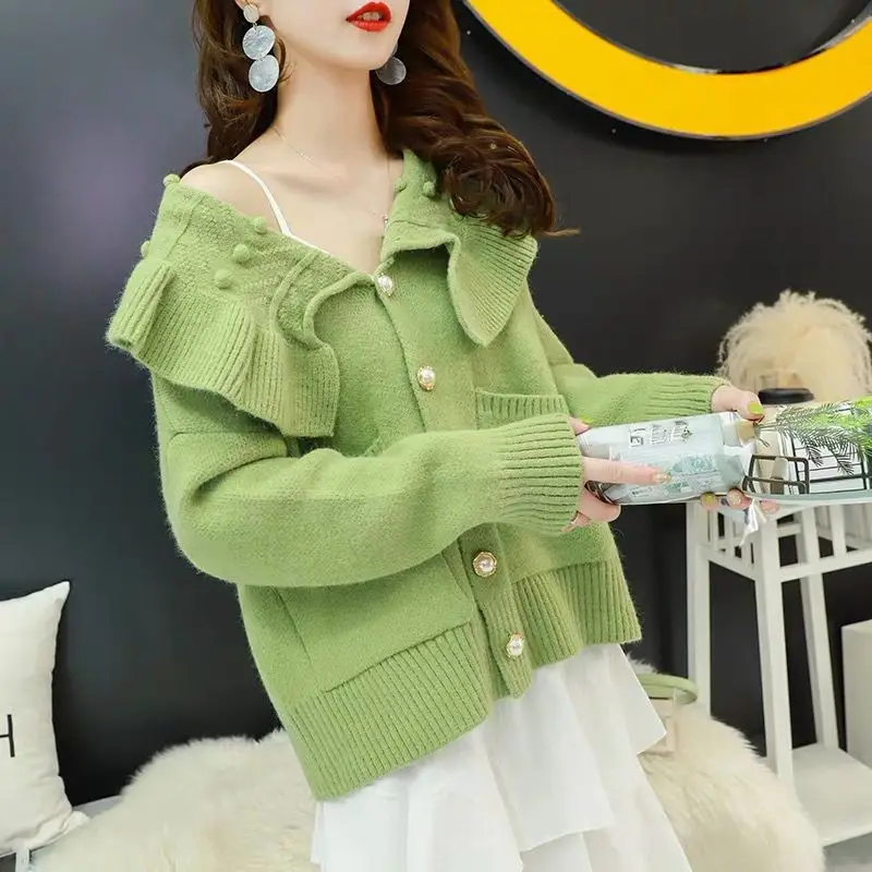 

Network Red Sweater Coat Women's Loose-Fit Short Tops Autumn Clothing 2019 New Style Laziness-Style Knitted Cardigan