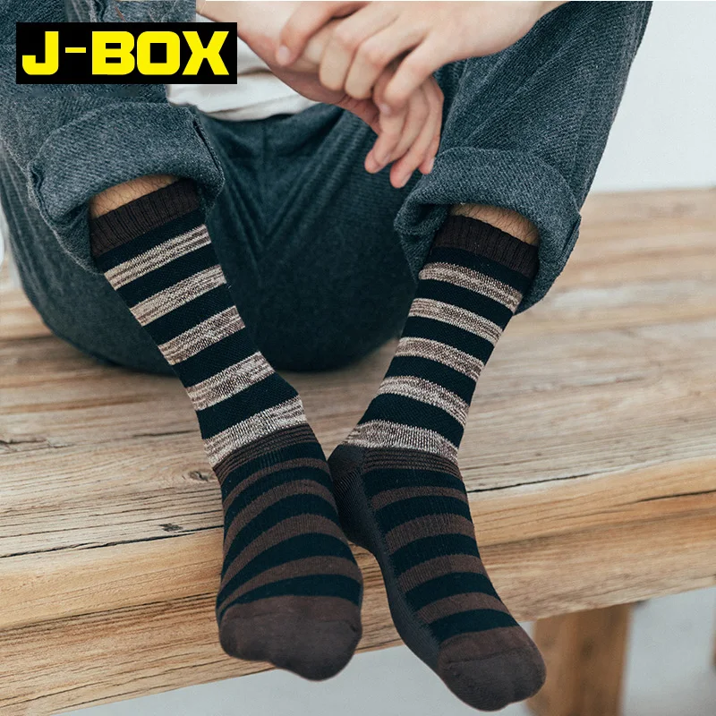 J-BOX 4 пар/лот мужские хлопковые носки в Корейском стиле стильные полосатые