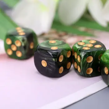

10 Pcs 16mm Resin Dice D6 Black Green Gold Points Round Edges KTV Bar Nightclub Entertainment Tools Adult Toys Q1FF