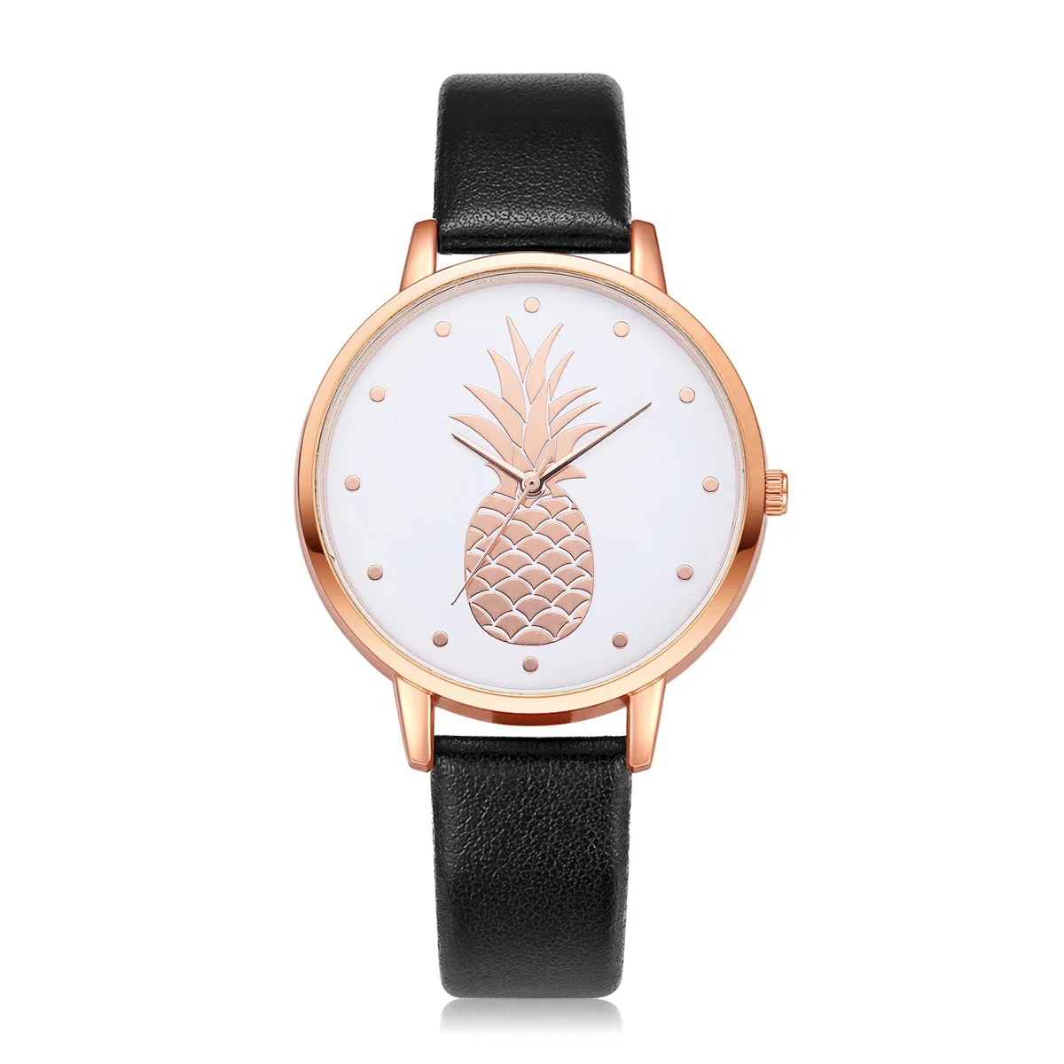 Новинка, женские наручные часы с узором ананаса и циферблатом, аналоговые женские кварцевые часы из кожаного сплава, браслет Relogio - Цвет: B