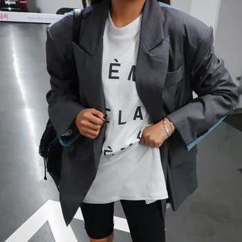 

SONDRLoose Casual Coat Oversize Jacket Famale Woman 2020 Spring Summer New All-match Hit Color Double Breasted Blazers
