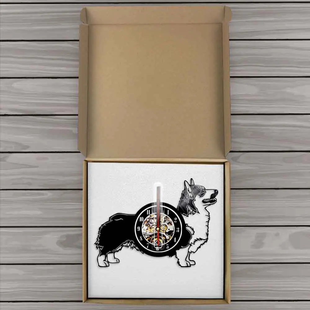 Из изображением собаки породы Вельш-корги-кардиган собака настенные часы собаки породы Corgy виниловых пластинок настенные часы щенок домашний Декор стены искусства подарок для любителей собак